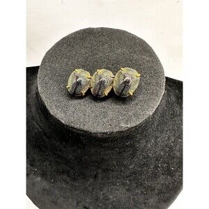 Vintage Art Deco Era Gold Tone Triple Scarab Beetle Bar Brooch Pin Women